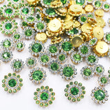 100pcs Sew on Rhinestones Crystal Gems Sunflower with Gold Claw Mixed 8mm 10mm 12mm 14mm for Sewing Dress, Clothes, Shoes, Weddi