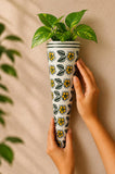 Shopping Shots Handcrafted Ceramic Cone Wall Planter | 11 Inch Hanging Wall Planter For Indoor & Outdoor Plants | Decorative Cer