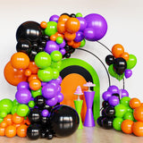 Lukiituke Halloween Balloon Garland Arch Kit, 134Pcs Black Orange Purple Lime Green Balloons, 4 Sizes Orange and Black Balloons