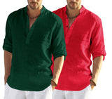 Bellstone Men'S Solid Regular Fit Dress Shirt (Kurta800_Combo_Dark Green_Red_L