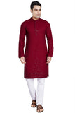 Divisive Men'S Sequince Embroidered Cotton Blend Only Kurta (Dkrt2_Xl_Maroon)
