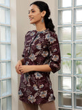 Libas Women'S Silk Blend Printed Straight Kurtis (58161O_Wine Wine L
