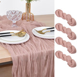 Joanlody Dusty Rose Cheesecloth Table Runner Fall Thanksgiving 10Ft Rustic Gauze Boho Cheese Cloth Table Runner for Wedding Brid