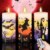 DRomance Halloween Flameless LED Candles Battery Operated with Remote and Timer, Real Wax Flickering Pillar Candles 3D Wick Dimm
