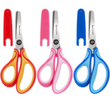 GAIFONGRE 6 Left Handed Scissors for Kids Ages 5-12 - 3 Pack Blunt Tip Safety Stainless Steel School Scissors with Cover, Comfor