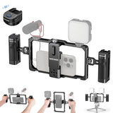 NEEWER Universal Phone Cage Video Rig with Bluetooth Shutter Side Handle Comfort Grips, Smartphone Stabilizer for Video Recordin