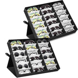 Jiffordwind 18 Slot Polyester Silk Lining Sunglasses Display Case Sunglass Eyewear Display Storage Case Tray Jewelry Watches Org