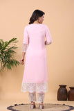 Gosriki Women'S Cotton Blend Straight Solid Kurta With Pant (Takada Pink-Gs_Xl_Pink_X-Large),Pink,,B0D3QN7XFG