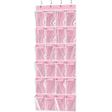 Simple Houseware 24 Pockets Large Clear Pockets Over The Door Hanging Shoe Organizer, Pink (56 x 22.5)