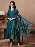 Gosriki Women'S Rayon Blend Solid Anarkali Kurta With Pant & Dupatta (Magic-Kerosin-Nb-Gs_4Xl_Dark Blue_Xxxx-Large),Dark Blue,4,B0CX19RX71