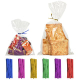 Wittolins 200-Pack Clear Cellophane Bags for Cookies, Candies, Snacks & Party Favors with Self-Tie Closure for Gift Packaging an