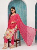 Anni Designer Women'S Cotton Blend Printed Straight Kurta With Pant & Dupatta (Ruth Pink-Nw_Xl_Pink_X-Large),Pink,XL,,,