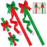 WILLBOND 8 Pcs Christmas Cabinet Ribbons Bows for Kitchen 78.8 Inch Red and Green Large Christmas Door Ribbon Cabinet Bows for G
