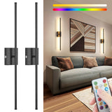 31.5 inch Battery Operated Wall Sconce Set of 2, 10000mAh Rechargeable Wall Light with Remote Control, RGB Dimmable Wireless Sco