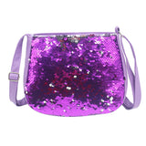 Orityle Kids Girls Crossbody Bling Glitter Flip Sequin Small Purse Cute Zipper Handbag Shoulder Bag (Purple)