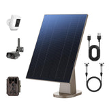 8W Solar Panel for Trail Camera with Build-in 72Wh Rechargeable Battery, Comes with 360Adjustable Mounting, 6V/12V DC & USB-C Po