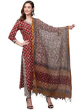 Anni Designer Women'S Cotton Blend Straight Printed Kurta With Pant & Dupatta (Nirupa Maroon-Nrw_S_Maroon_Small),Maroon,S