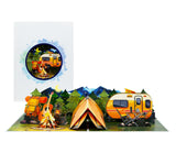 PQ Bees Night Camping Pop Up Birthday Cards for Men, Happy Husband Birthday Card, 3D Gift Card for Him, Dad, Brother, Son, Boyfr
