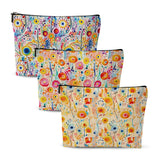 Chenyoumaoyi 3pcs Cosmetic Bags for Women, Multipurpose Travel Toiletry Makeup Bag, Watercolor Flowers