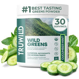 TruWild Greens Superfood Cucumber Powder, with 22+ Greens & Anti-Oxidants, Delicious Green Juice Powder, Natural Immune, Stress,