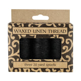 Lineco Waxed Genuine Linen Thread, 20 Yards, Pack of 3 Spools: Black (BBHM209) LINBBHM209