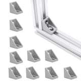 Akso Aoyupe L-Shaped Bracket, 2020 Aluminum Profile Assembly Connector Silver Style, 10Pcs