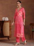 Libas Women'S Linen Kurta Set (486720R_Pink Pink Xl