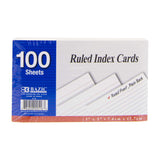 BAZIC Ruled Index Cards 3 X 5 100 Count, White Flashcards, Ruled Lined Card for Learning Memory Reminder (100/Pack), 1Pack