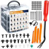 GOOACC 845Pcs Car Push Retainer Clips Auto Fasteners Assortment 24 Most Popular Sizes Nylon Bumper Fender Rivets with 10 Cable T