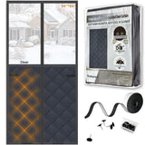 Magnetic Thermal Insulated Door Curtain -Transparent Top Part 34*81, Thermal Door Cover Blanket for Winter ,Automatically Cl