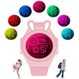 Spiky Digital Sports Watch For Kids (Peach) | Rabbit Shape Design | Multifunctional With 7 Led Luminous Lights | Water-Resistant