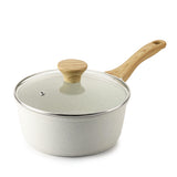 SENSARTE White Ceramic Nonstick Saucepan with Lid 1.5 Quarts, Small Cooking Pot with Stay Cool Handle, Induction Compatible Sauc