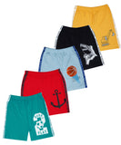 KYDA KIDS 100% Cotton Printed Shorts for Boys and Girls - Regular Fit, Pack of 5(Shark_10-11 YRS,Multicolor)