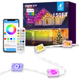POOFZY Permanent Outdoor Lights for House, 150ft RGB+IC Smart Outdoor Decor, 50 Scene Modes, App/Remote Control, IP68 Waterproof