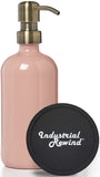 Glass Soap Dispenser with Metal Pump - 16oz Glass Jar Lotion Bottle by Industrial Rewind (Coral/Brass)