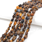 jodaying 6-8mm Natural Yellow Tiger Eye Nuggets Oval Free Tumbled Pebble Semi Precious Gemstone Loose Stone Beads Approx 15.5 in