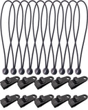 BINCKIN 20 Pcs Heavy Duty Tarp Clips with Bungee Cord Balls, Lock Grip Secure Clamps for Tent, Canopy, Awning & Camping Gear (Bl