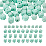 Boutigem 46Pcs Cube Silicone Beads Square Number Loose Beads Letter Alphabet Beads Spacer 10-12mm for Keychain Lanyard Beaded Pe