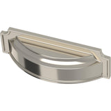 FRANKLIN BRASS Notched Backplate (10-Pack) Cabinet Handles Dual Mount 3 or 3-3/4 Hole Center Cup Pulls | Polished Nickel Hardwar