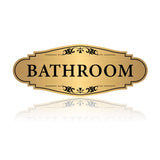 Bathroom Sign Sticker for Business and Home,Self-adhesive Brushed Gold Bathroom Decor for Door,Waterproof Vinyl Restroom Sign fo