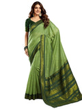 Satrani Women's Cotton Blend Banarasi Jacquard Saree with Unstitched Blouse Piece (3831S122N_Pista Green & Dark Green)