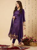 Gosriki Women'S Cotton Blend Straight Printed Kurta With Pant & Dupatta (Zaklina Purple-Nw-Gs_S_Purple_Small),Purple,,B0CJ38Z9ZZ