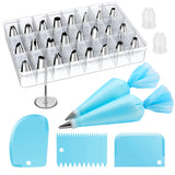 Kootek 32-Piece Piping Bags and Tips Set with 24 Icing Piping Tips, 2 Reusable Pastry Bags 12 Inch, Reusable Piping Icing Bags a
