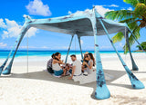Wabolay Beach Tent Canopy Pop Up Shade 10x10ft Sun Shelter Portable Family UPF50+ with 8 Sandbags-2 Sand Shovel-4 Aluminum Poles