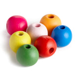 300 Multicolor Round Maple Wood Beads Bulk 16mm x 15mm Wood Beads with 4mm Large Hole