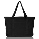 DALIX Womens 23 Deluxe 24 oz. Cotton Canvas Tote Bag Zippered in Black