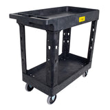 550lb Capacity Heavy Duty Plastic Utility Cart 341/2 L x 163/4 W with Handle 2 Shelves Pake Handling Tools