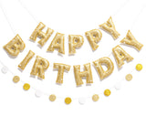 Pre-strung Gold Glitter Happy Birthday Banner Garland, Reusable Birthday Party Decorations, No DIY Gold Birthday Party Banner Si