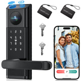 Video Smart Lock with Camera & Doorbell, 5-in-1 Keyless Entry Door Lock with Handle, Fingerprint+Keypad Code+App Remote Control+