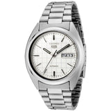 Seiko Mens SNXF05 5 Automatic White Dial Stainless Steel Watch